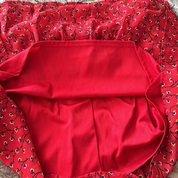 Old Navy | Red Floral Mini Skirt with elastic waist Size M - Picture 6 of 8